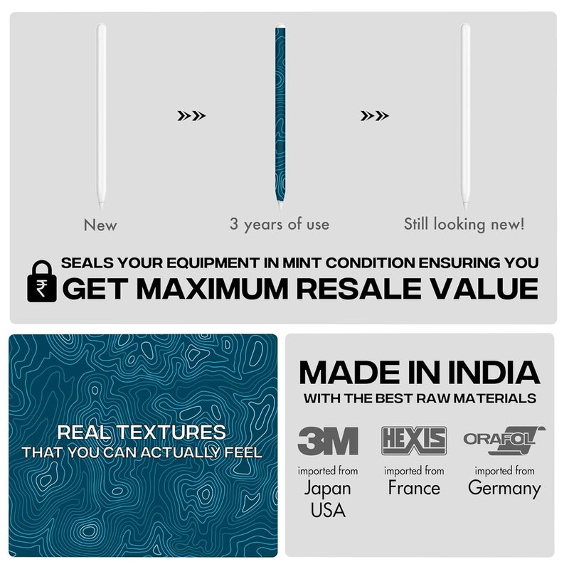 Capes ملصقات تغليف متوافقة مع قلم آيباد الجيل الثاني | تغليف فينيل 3M مقاوم للخدوش ودائم | ليس علبة | متوافق مع الشحن اللاسلكي | أكوا - Image 5