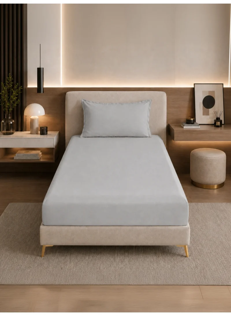 Donetella Bedding Fitted Sheet - Fits 120x200 Cm For Twin Bed 2 Pcs (1 Fitted Sheet and 1 Pillowcase) - 30 Cm Deep Pocket - Solid Bed Sheet