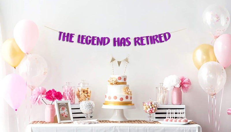 Festiko® The Legend Has Retired Purple Glitter Banner - Retirement Party Decorations, Supplies and Gifts - Image 2