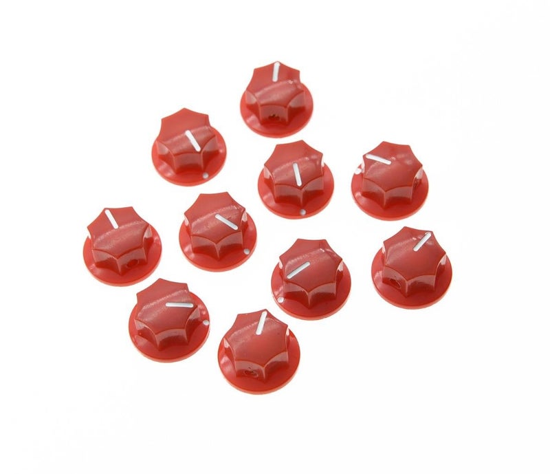 KAISH 10pcs Red Mini MXR Style Skirted AMP Knob Brass Insert Effect Pedal Knobs - Image 1