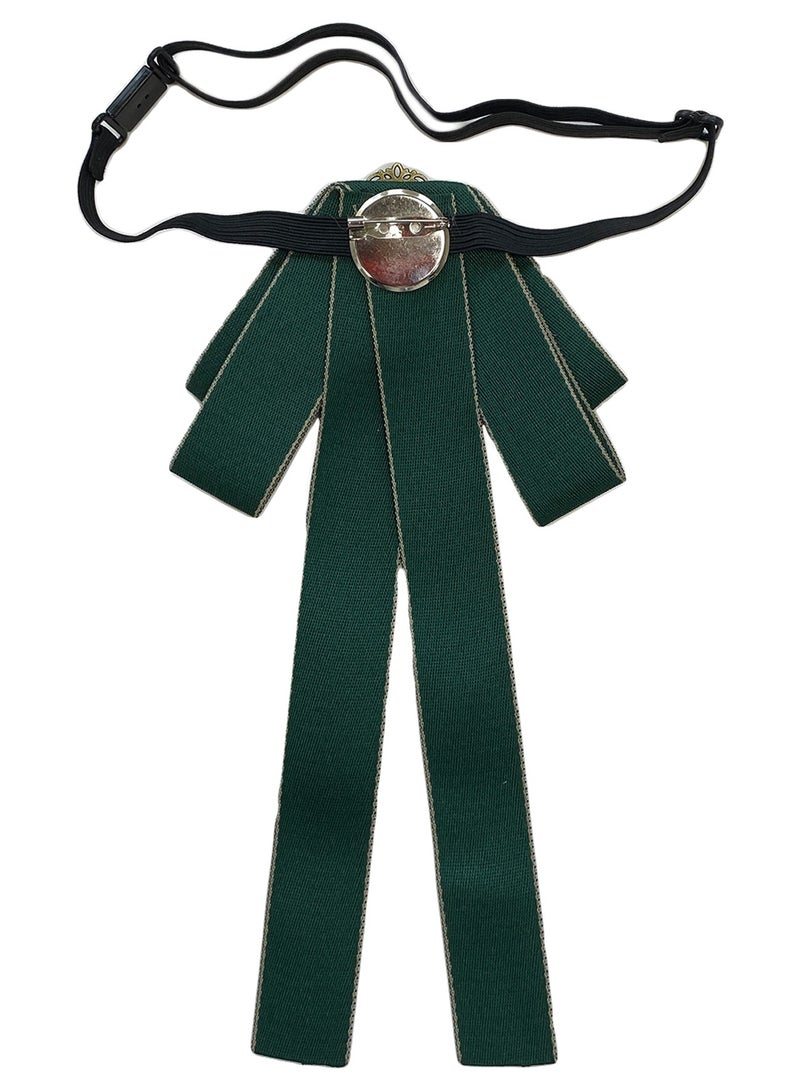 Bow Tie For Women, Pre-Tied Ribbon Tie Adjustable Neck Tie with Rhinestone for Collared Blouse Shirt Dress（dark green） - Image 3