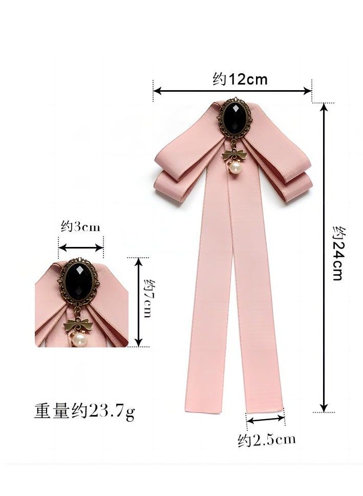 Bow Tie For Women, Pre-Tied Ribbon Tie Adjustable Neck Tie with Rhinestone for Collared Blouse Shirt Dress（dark green） - Image 5