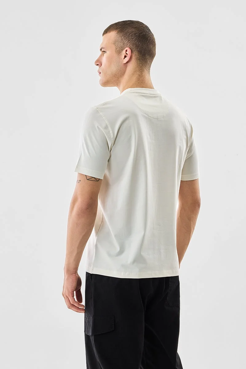 SNITCH Off White Off White Graphic Half Sleeve Regular Fit T-Shirt for Men | Best Price UAE