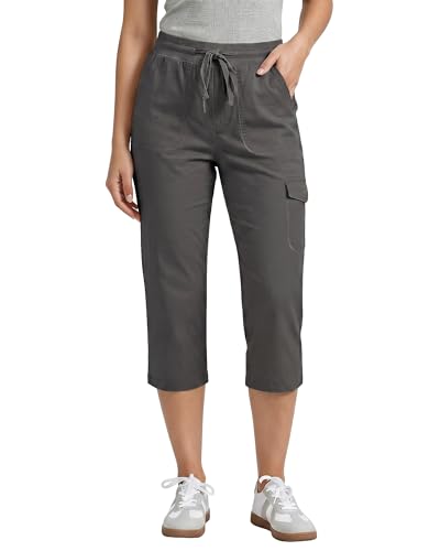 GRAPENT Casual Pants for Women Casual Capris for Women Womens Cargo Pants with Pockets Womens Stretch Capris Gray XX-Large US Size 20-22 - Image 1