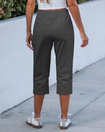 GRAPENT Casual Pants for Women Casual Capris for Women Womens Cargo Pants with Pockets Womens Stretch Capris Gray XX-Large US Size 20-22 - Image 2