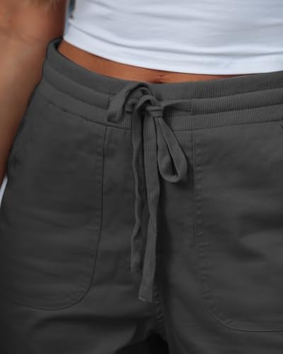 GRAPENT Casual Pants for Women Casual Capris for Women Womens Cargo Pants with Pockets Womens Stretch Capris Gray XX-Large US Size 20-22 - Image 5