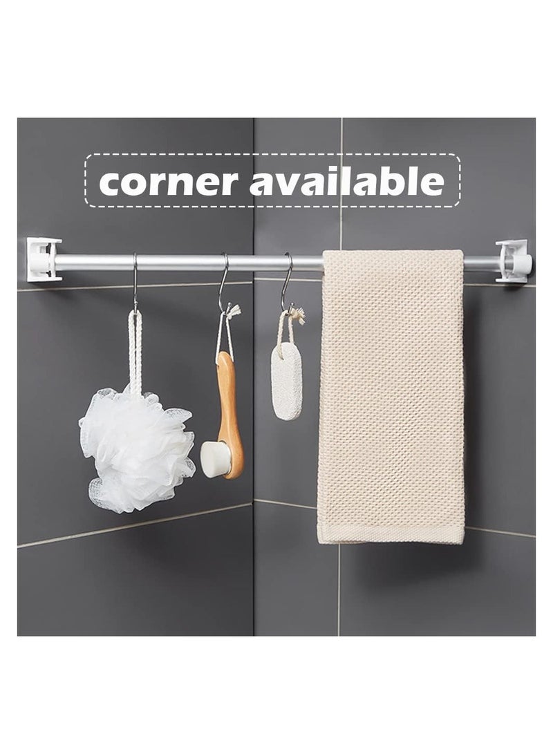 KASTWAVE Self Adhesive Rotating Ring Curtain Rod Brackets, No Drilling, Adjustable Curtain Rod Holders for Kitchen, Bathroom, Hotel, 8Pcs (White) - Image 2