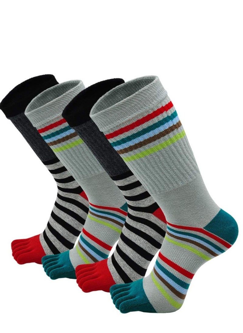 SYOSI Mens Toe Socks Running Five Finger Socks Mini Crew Sport Cotton Socks, 4 Pairs - Image 1