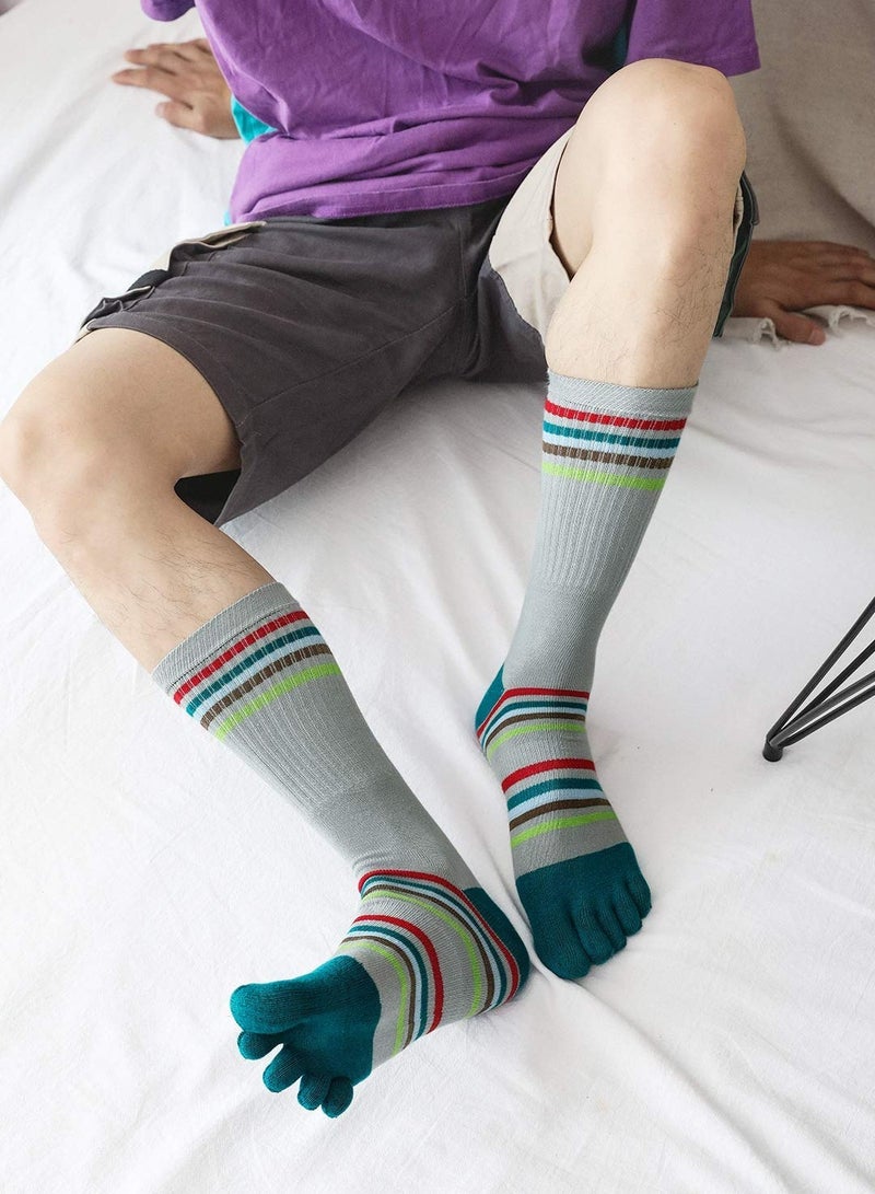 SYOSI Mens Toe Socks Running Five Finger Socks Mini Crew Sport Cotton Socks, 4 Pairs - Image 4