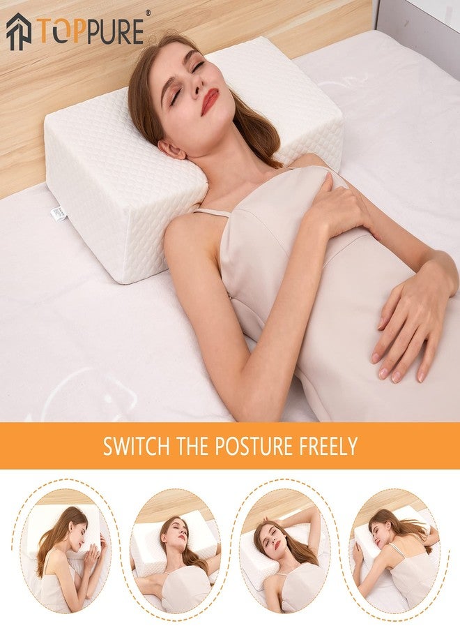 TOPPURE Cube Memory Foam Pillow Pro-Long for Side Sleepers, Snorers (24"/12"/5"), Soft But Supportive Cervical Pillow for Neck and Shoulder Pain Relief Sleeping, Rectangle Neck Pillow,White - Image 4