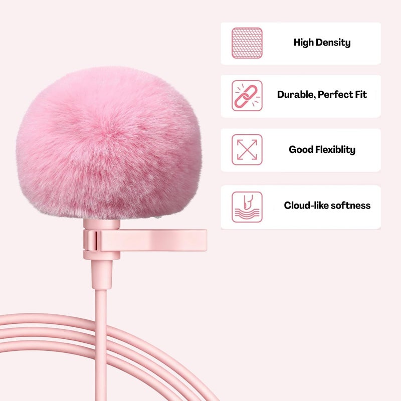 Flavizo 2Pcs Pink Mic Cover Furry – Pop Filter Windscreen for Small Microphone 0.5–1.2cm, Soft Foam Shield for Most Lapel Mic - Image 3