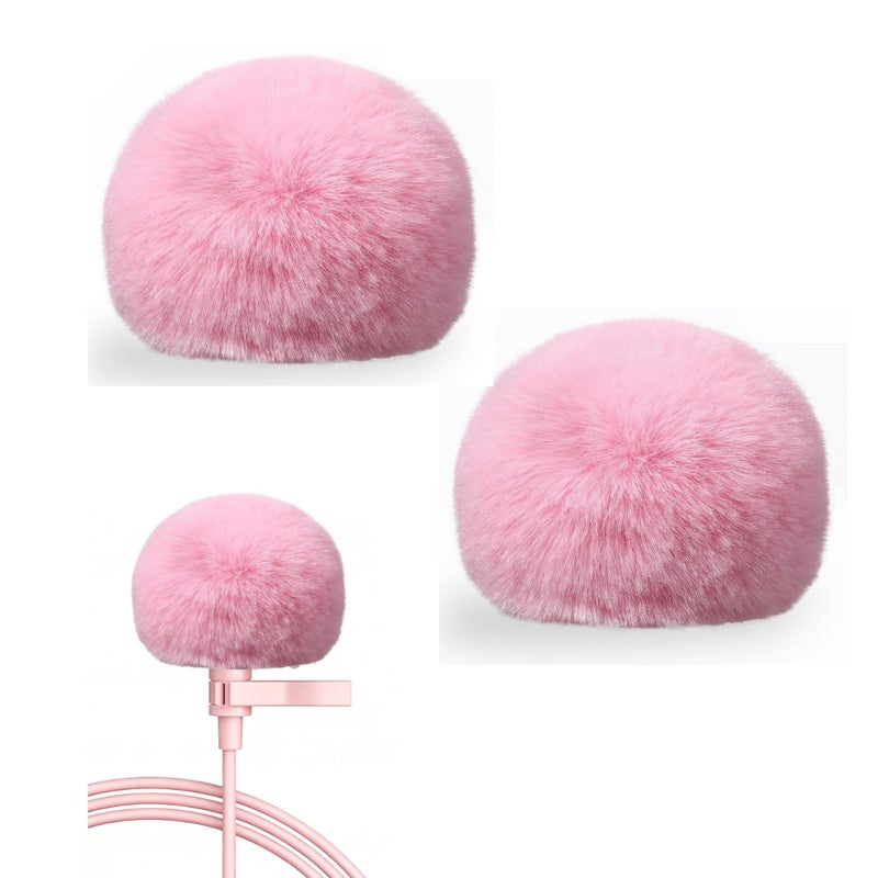 Flavizo 2Pcs Pink Mic Cover Furry – Pop Filter Windscreen for Small Microphone 0.5–1.2cm, Soft Foam Shield for Most Lapel Mic - Image 1