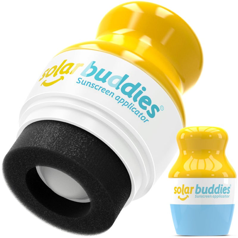 Solar Buddies Sunscreen Applicator - Single Blue - Refillable Roll on Sponge Sunscreen, Suncream & Lotion Applicator For Kids, Adults & Families - Holds 3.4fl oz, Perfect Size for Travel - Image 1