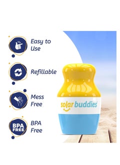 Solar Buddies Solar Buddies Sunscreen Applicator - Single Blue - Refillable Roll on Sponge Sunscreen, Suncream & Lotion Applicator For Kids, Adults & Families - Holds 3.4fl oz, Perfect Size for Travel  - Image 3