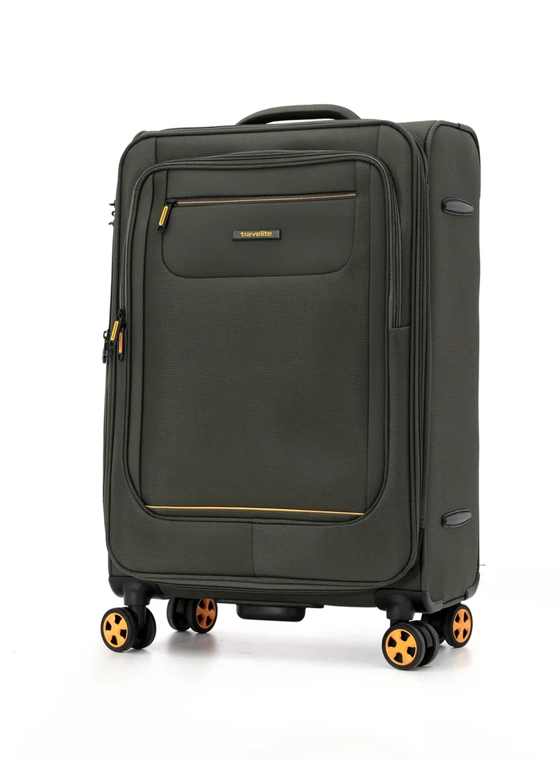Travelite Travelite 4-Piece Softside Spinner Luggage Set - Durable Lightweight Travel Suitcases with 8 Smooth Wheels, Telescopic Handle, and Front Pockets