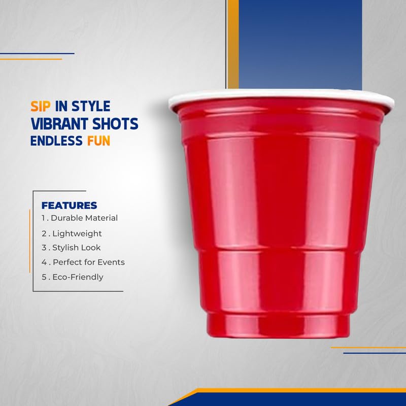 Selibration Reusable 2 oz Cups, 59 ml Red Cup Plastic Shot Glasses | Durable BPA Free Dishwasher Safe Cups for Party - Set of 25 Pcs - Image 3