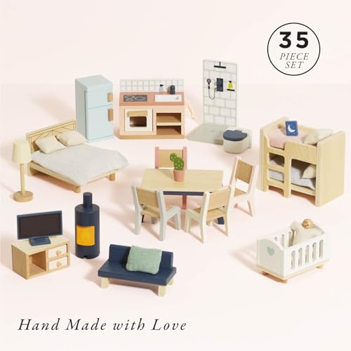 Le Toy Van  Wooden Dolls House Full Starter Furniture  Accessories Play Set for Dolls Houses  Girls or Boys Dolls House Furniture Sets  Suitable for Ages 3 - Image 5