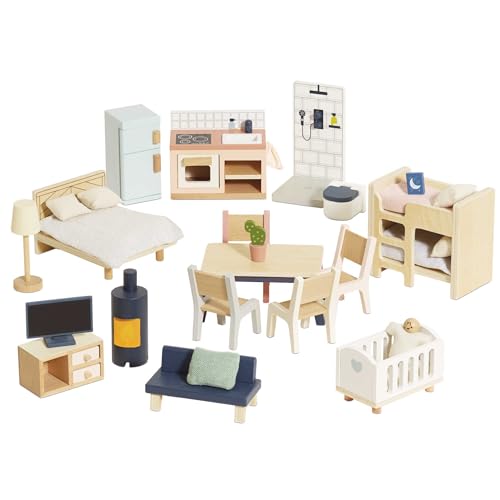 Le Toy Van  Wooden Dolls House Full Starter Furniture  Accessories Play Set for Dolls Houses  Girls or Boys Dolls House Furniture Sets  Suitable for Ages 3 - Image 1