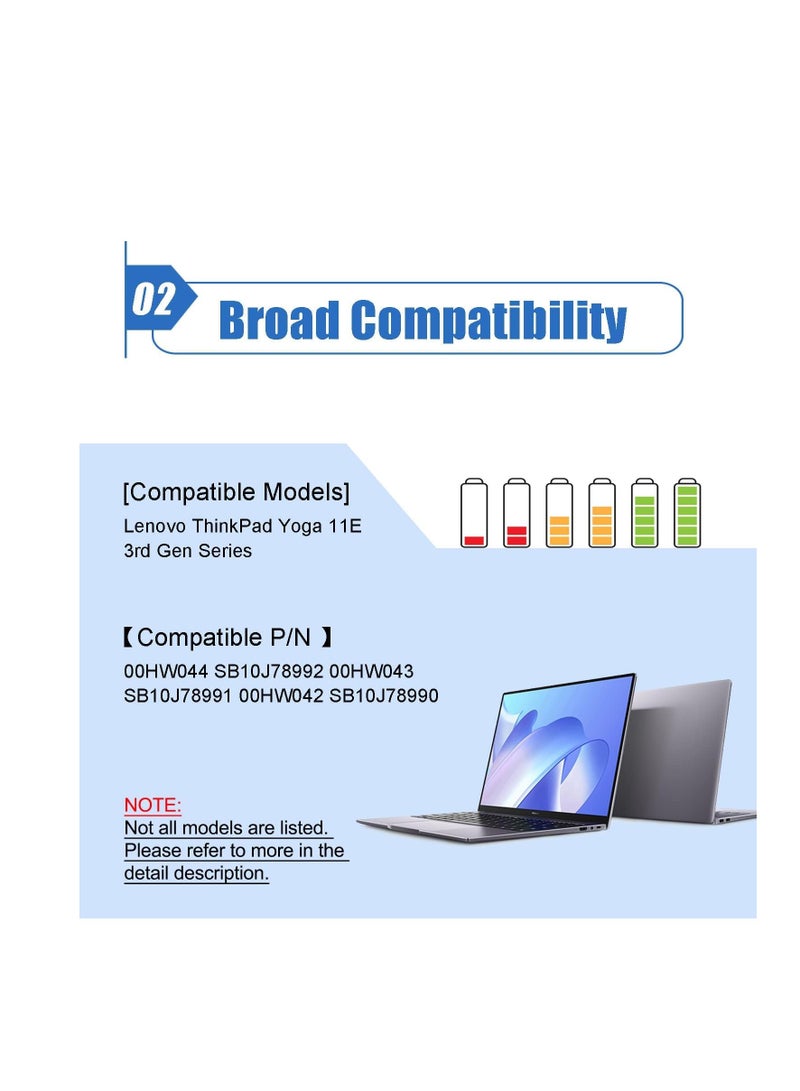 Terabyte 00HW043 00HW044 Battery for Lenovo ThinkPad Yoga 11E 3rd Gen 11E 20G8-S03400 20GA Series SB10J78991 SB10J78992 00HW042 SB10J7899 11.25V 42Wh/3735mAh - Image 5