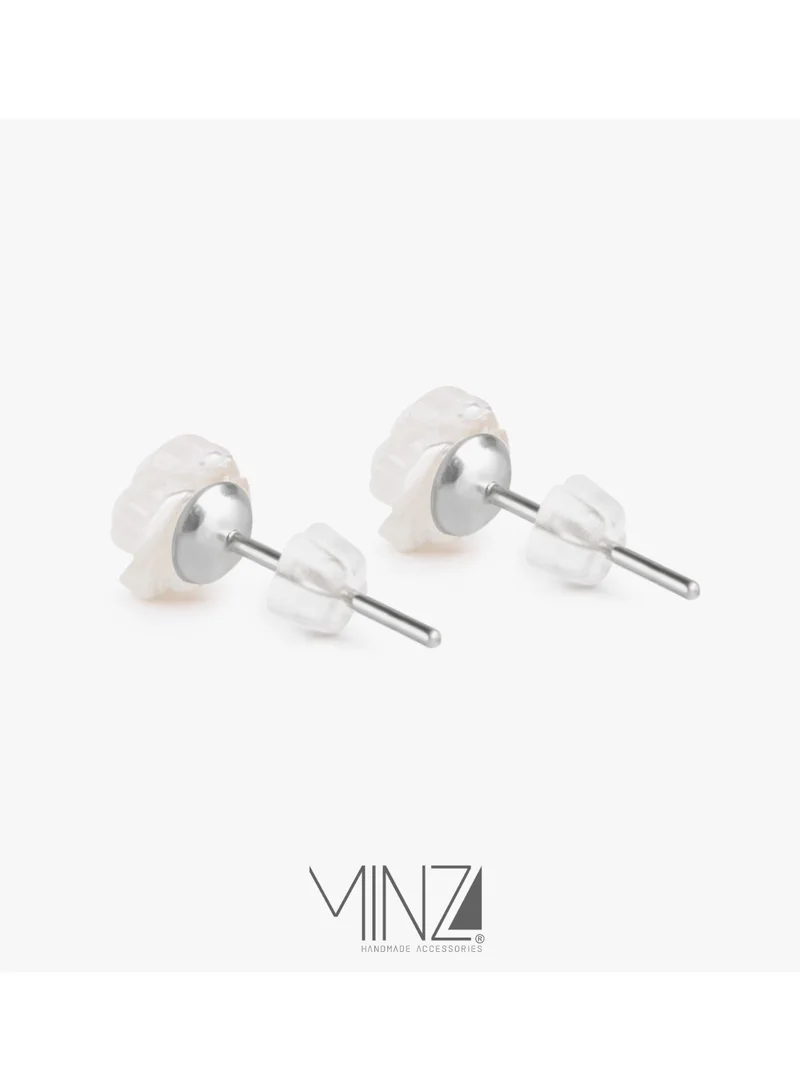 Minza  Minza “Rosa” Women’s Silver Earrings, Sterling Silver 925 & White Shell Rose Stud Earrings, Lightweight Hypoallergenic Jewelry for Casual & Special Occasion for Women | Best Price UAE