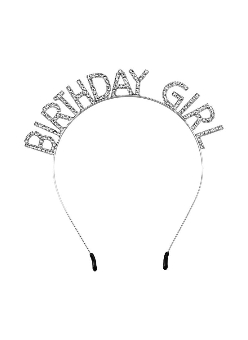 Sisadodo Happy Birthday Party Decorations for Women Girls Birthday Girl Headband Sweet Happy Birthday Accessories Crown for Girl Bling Silver Hair Head Band for Women Birthday Christmas Gifts for Women Girl 
