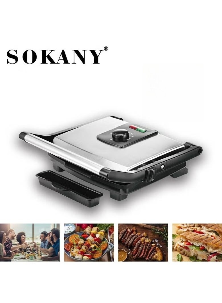 sokany Multifunction Electric Steak Machine, Panini Maker, Bread Machine, 2000W, KJ-202, Black - Image 2