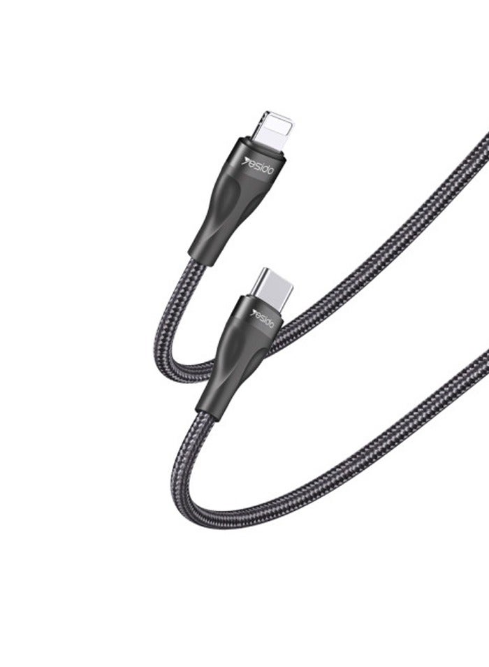 Yesido CA82 12W 30CM PD Type-C To For Lighting Data Cable | Type-C Short Data Cable Black - Image 1