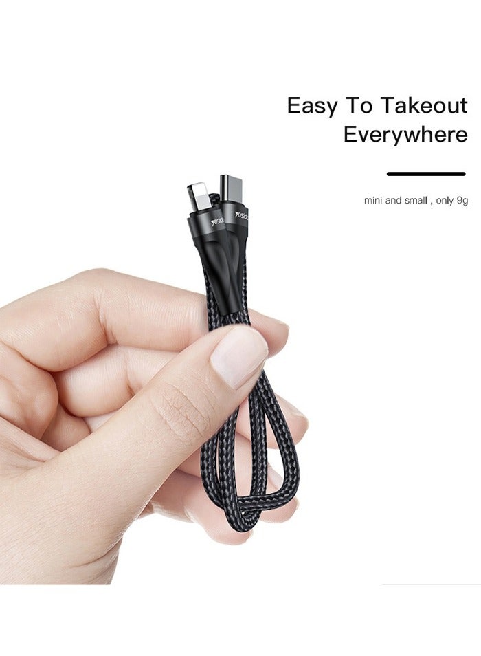 Yesido CA82 12W 30CM PD Type-C To For Lighting Data Cable | Type-C Short Data Cable Black - Image 3