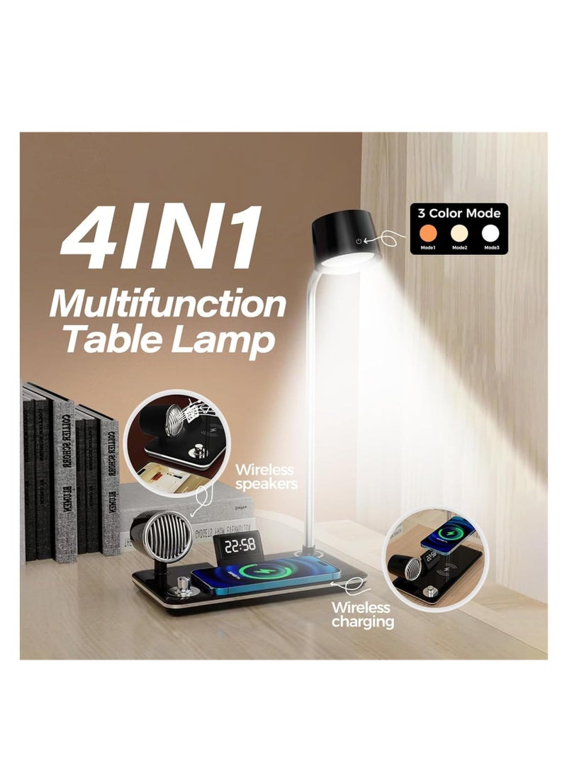 terrion 4 in 1 Wireless Charger with Bluetooth Speaker, Desk Lamp & Clock Display – 15W Fast Charging - Assorted Color - Image 1