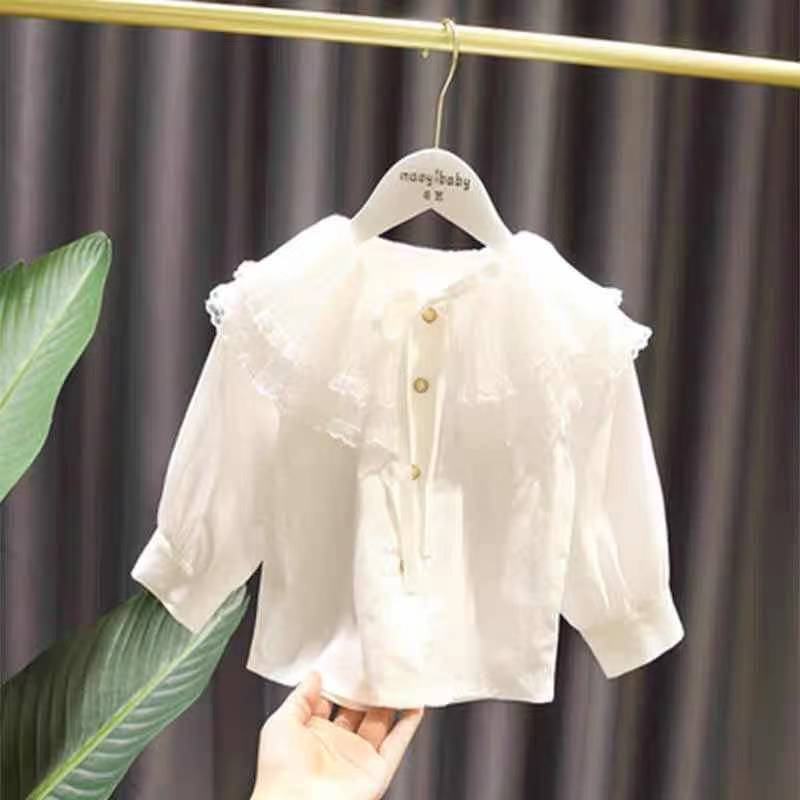 16-Year-Old Girl'S Fashionable Denim Suspender Skirt Shirt Two-Piece Suit Infant Baby Long-Sleeved Top Style - Image 3