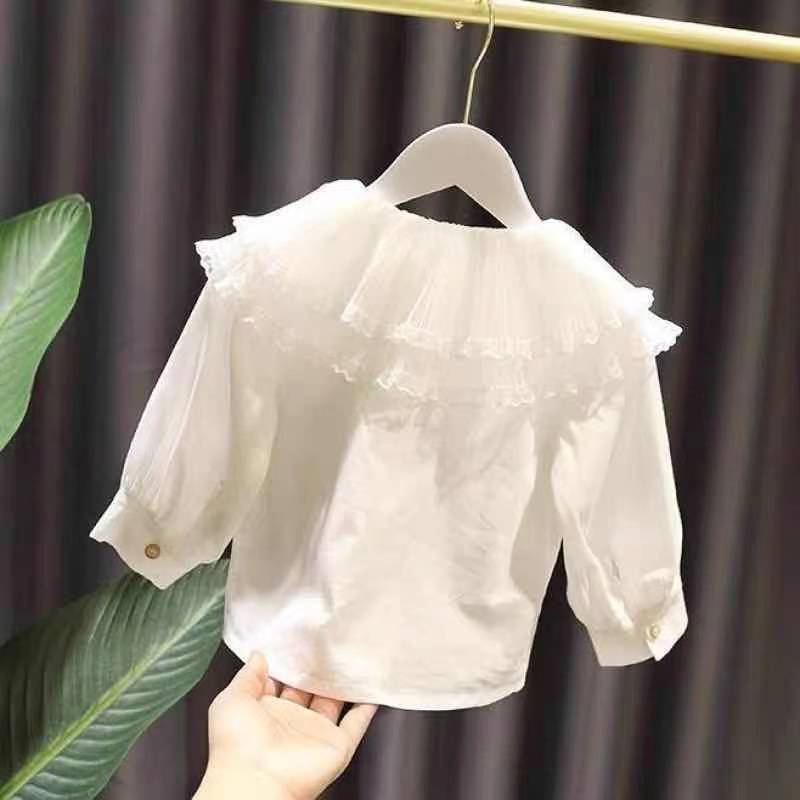 16-Year-Old Girl'S Fashionable Denim Suspender Skirt Shirt Two-Piece Suit Infant Baby Long-Sleeved Top Style - Image 5