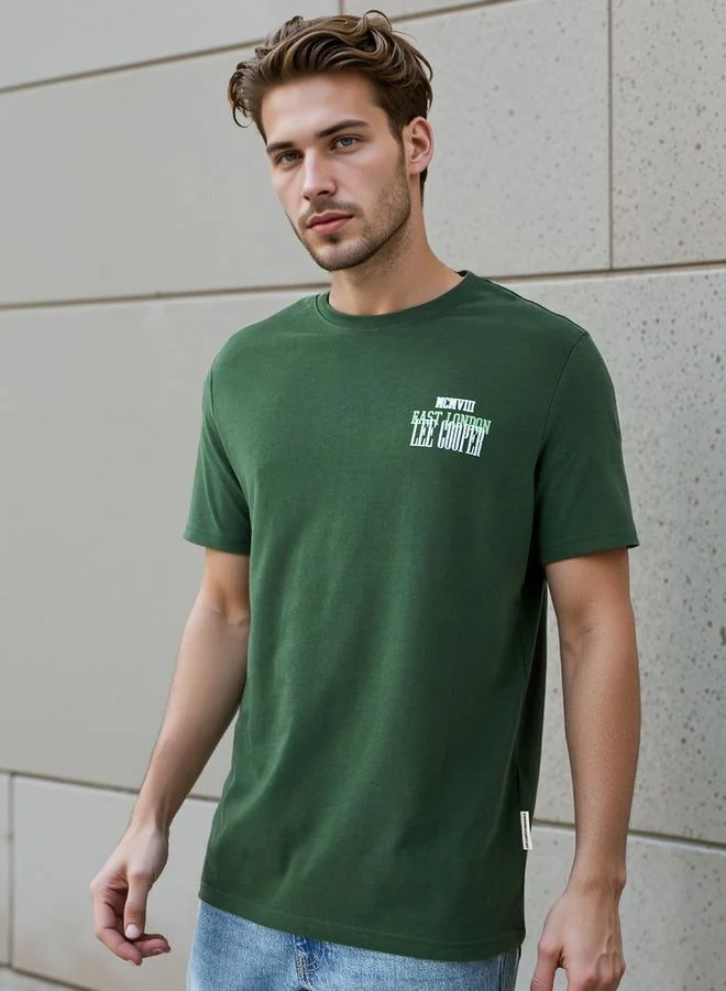 Lee Cooper  Lee Cooper Typographic Print Crew Neck T-shirt for Men | Best Price UAE