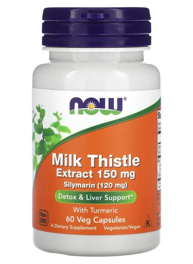 now Milk Thistle Extract with Turmeric 150 mg 60 Veg Capsules