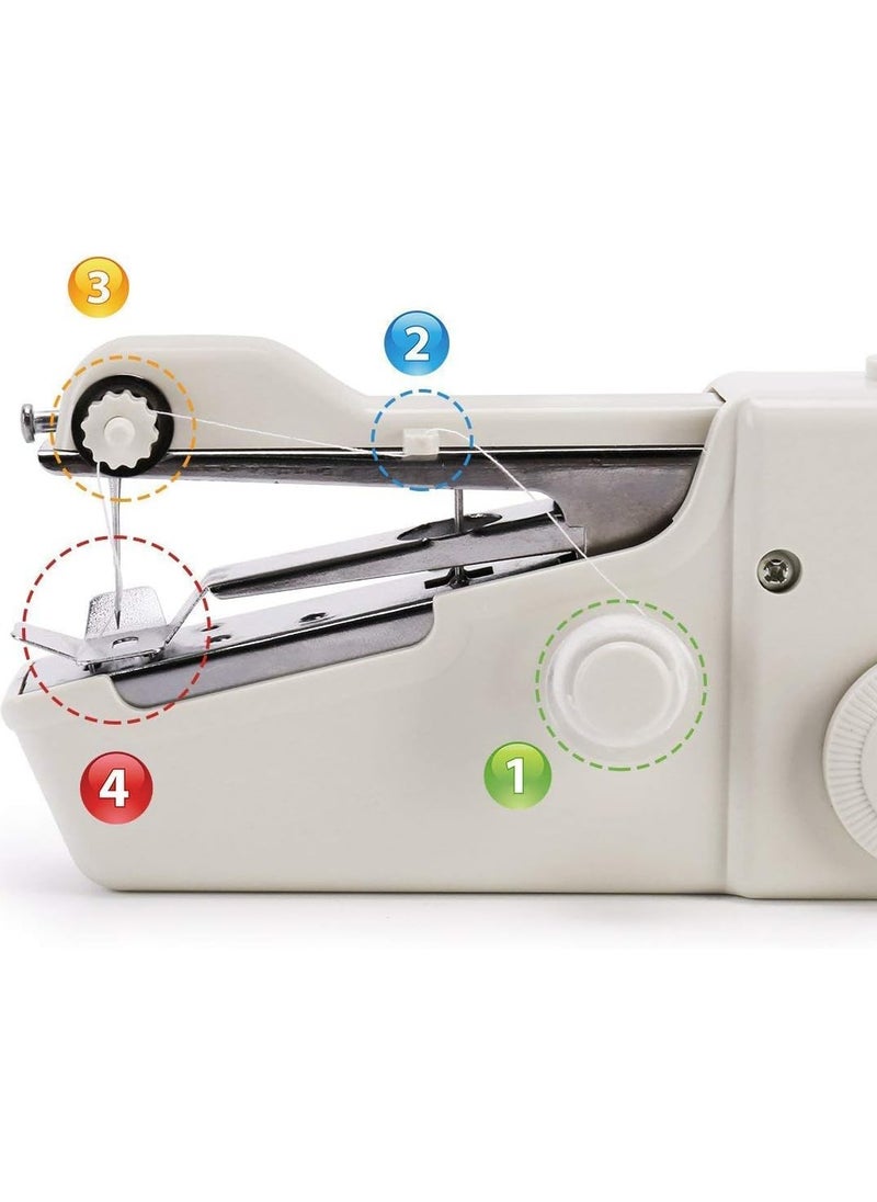 Rewell - Handheld Sewing Machine Portable Mini Sewing Machine Quick and Easy Repairs Cordless Sewing Machine Suitable for Beginners Suitable for Fabrics Home Use and Carry-on (White) - Image 1