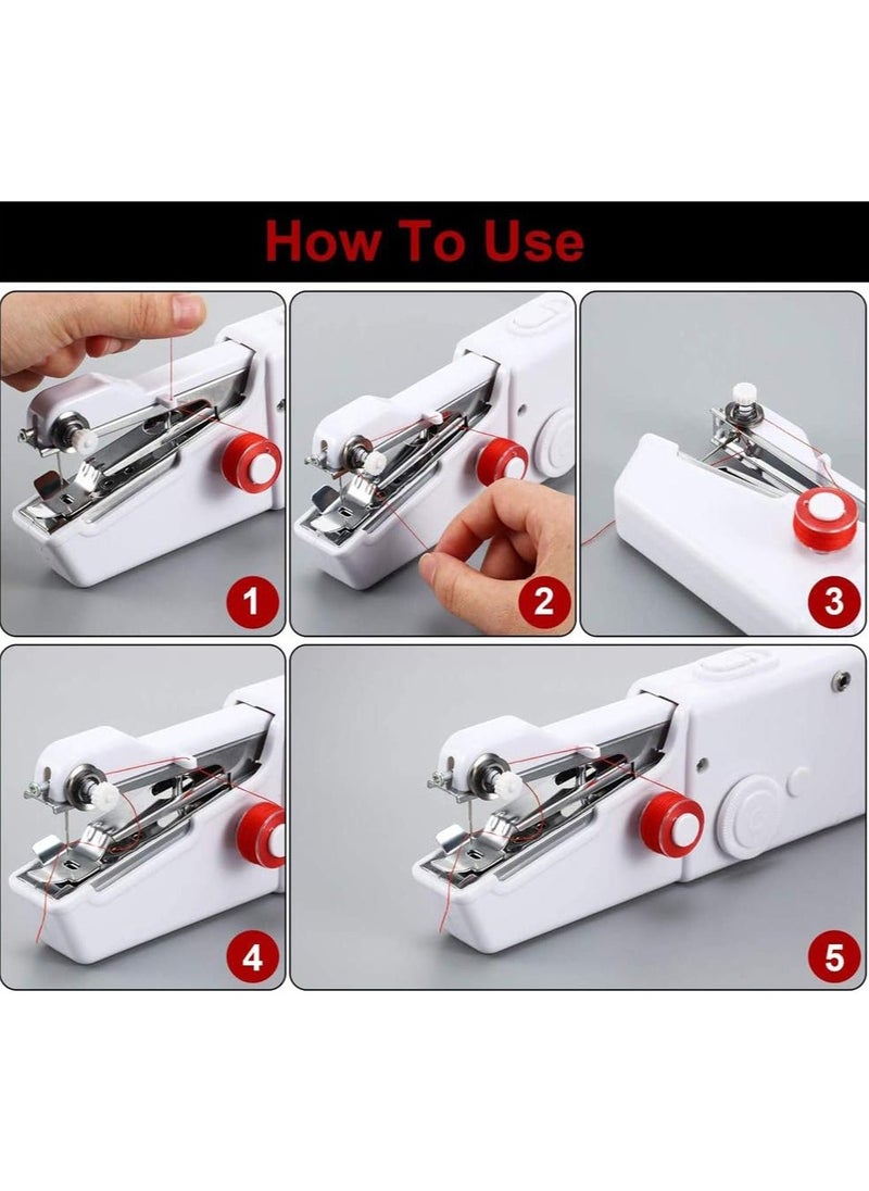 Rewell - Handheld Sewing Machine Portable Mini Sewing Machine Quick and Easy Repairs Cordless Sewing Machine Suitable for Beginners Suitable for Fabrics Home Use and Carry-on (White) - Image 1