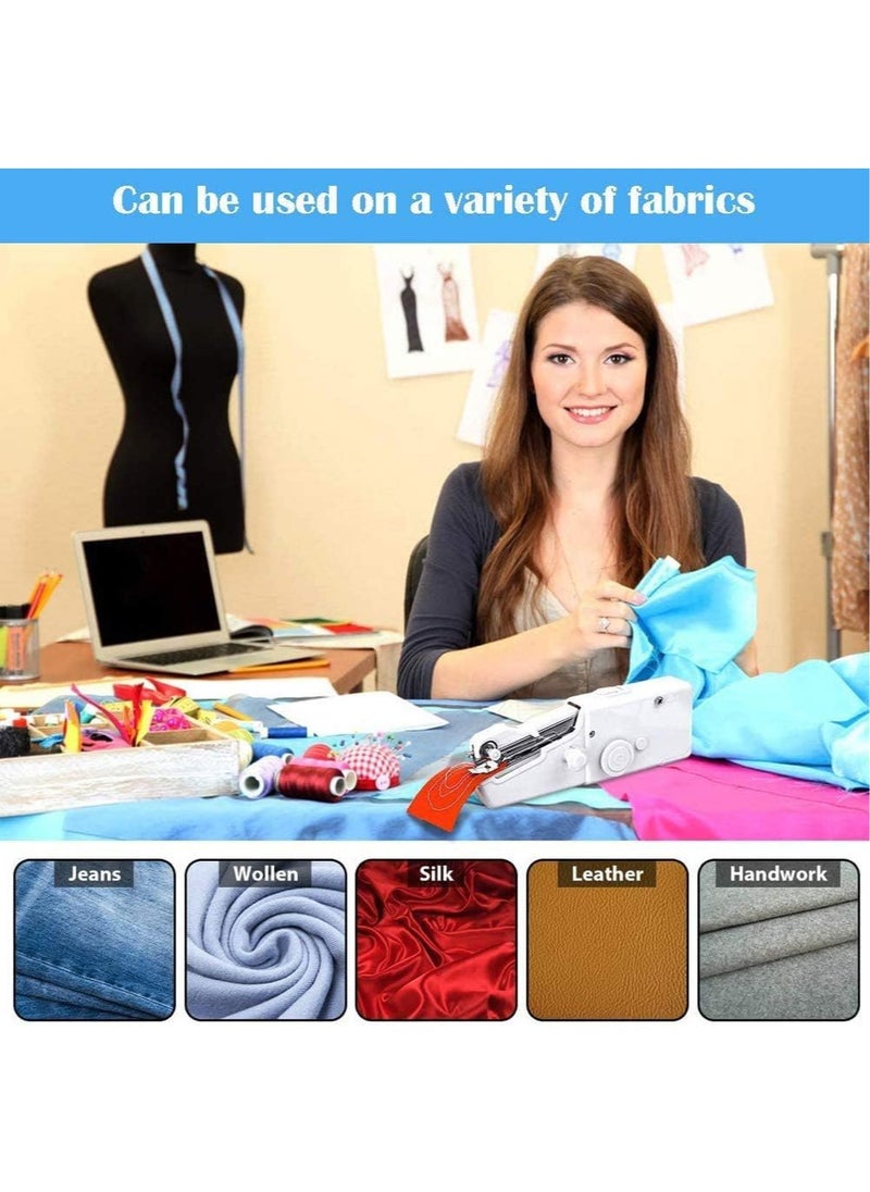 Rewell - Handheld Sewing Machine Portable Mini Sewing Machine Quick and Easy Repairs Cordless Sewing Machine Suitable for Beginners Suitable for Fabrics Home Use and Carry-on (White) - Image 1