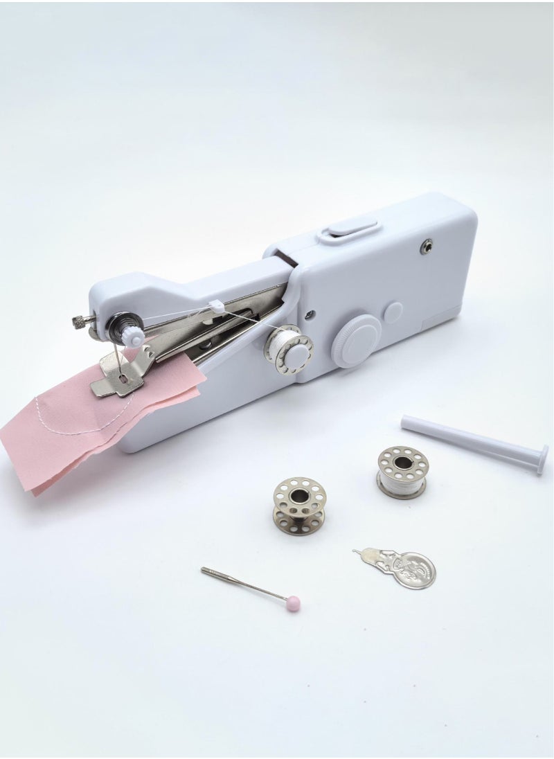 Rewell - Handheld Sewing Machine Portable Mini Sewing Machine Quick and Easy Repairs Cordless Sewing Machine Suitable for Beginners Suitable for Fabrics Home Use and Carry-on (White) - Image 1