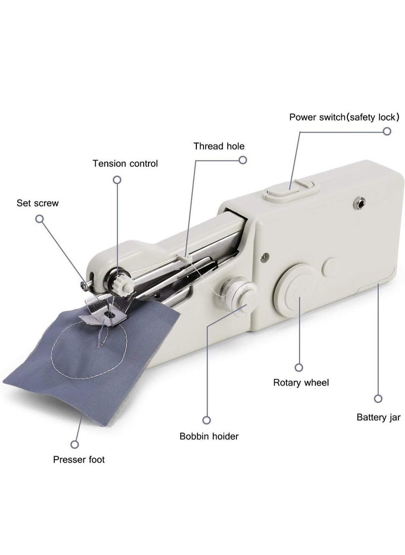 Rewell - Handheld Sewing Machine Portable Mini Sewing Machine Quick and Easy Repairs Cordless Sewing Machine Suitable for Beginners Suitable for Fabrics Home Use and Carry-on (White) - Image 1