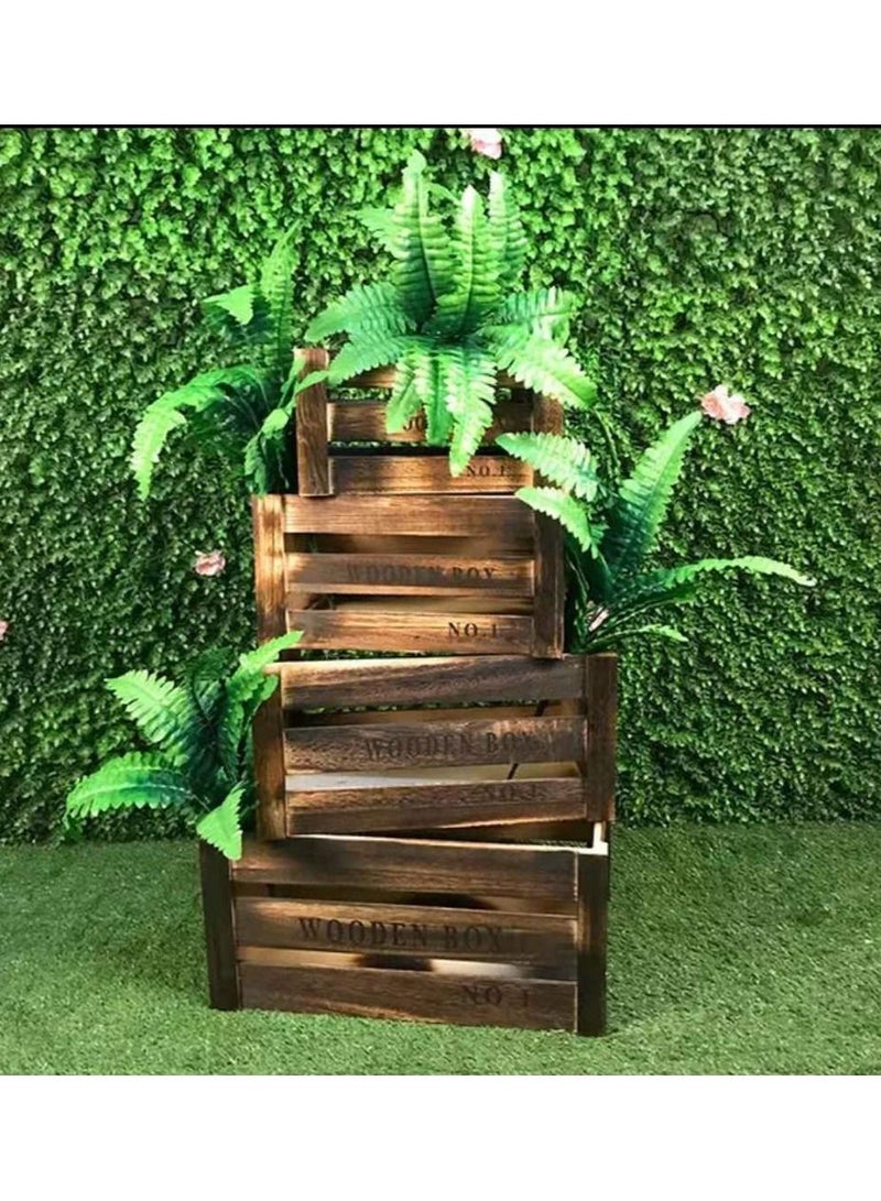 صندوق تخزين خشبي FFD مع مقابض صناديق خشبية مزخرفة بنمط مزرعة ريفي لعرض صناديق الخيزران للمنزل (مجموعة من 4 قطع) - Image 3