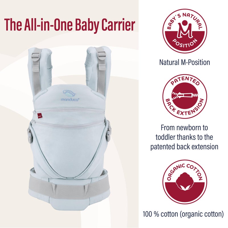 manduca XT Baby Carrier - All-In-One Baby Carrier for Newborns from 3.5 kg and Toddlers up to 20 kg - Ergonomic Child Carrier with Adjustable Bridge - One Size - Monochrome Arctic - Image 2