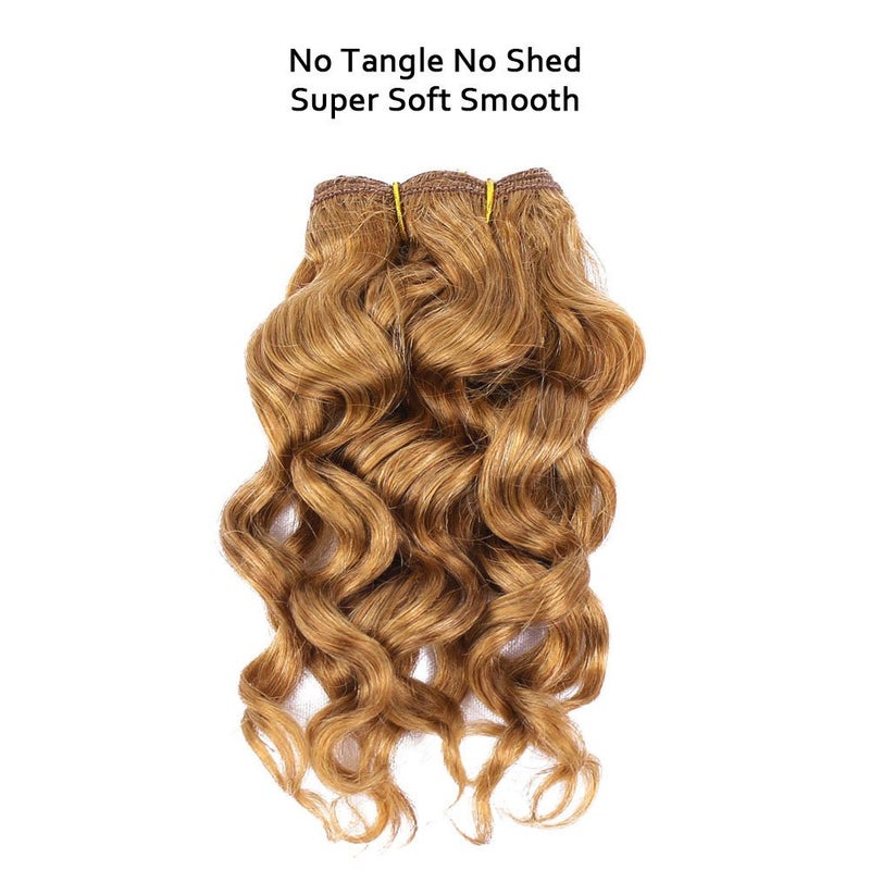 VIOLET Natural Brazilian Dark Blonde Human Hair Extensions Short Curly Hair Bundles 27# Golden Virgin Human Hair Bundles Deep Curly Weave - Image 3