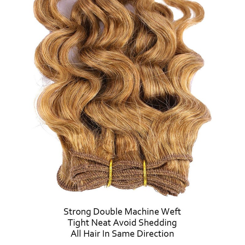 VIOLET Natural Brazilian Dark Blonde Human Hair Extensions Short Curly Hair Bundles 27# Golden Virgin Human Hair Bundles Deep Curly Weave - Image 5