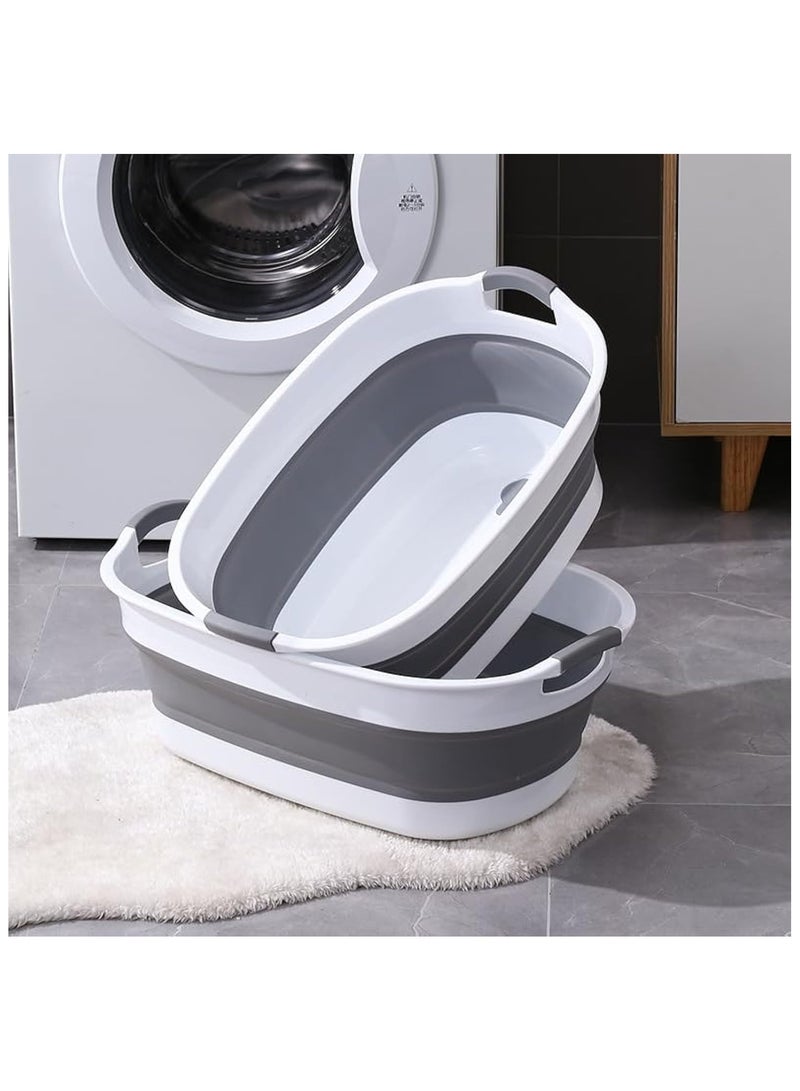 Multi-Functional Collapsible Plastic Laundry Basket-Foldable Pop Up Storage Container, Pet Bathtub, Cat Bathtub Washing Tub Bathing Tub -Portable Washing Tub,BPA Free, Grey - Image 1
