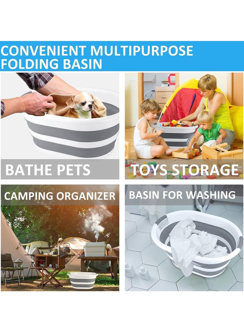 Multi-Functional Collapsible Plastic Laundry Basket-Foldable Pop Up Storage Container, Pet Bathtub, Cat Bathtub Washing Tub Bathing Tub -Portable Washing Tub,BPA Free, Grey - Image 3