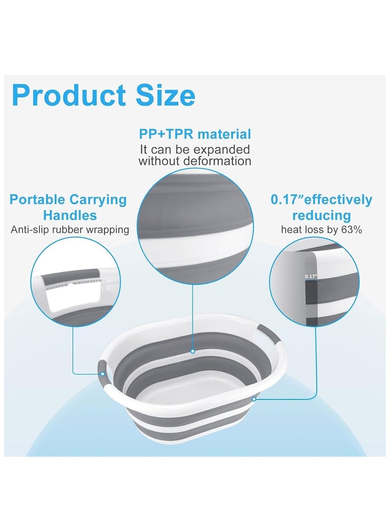 Multi-Functional Collapsible Plastic Laundry Basket-Foldable Pop Up Storage Container, Pet Bathtub, Cat Bathtub Washing Tub Bathing Tub -Portable Washing Tub,BPA Free, Grey - Image 5