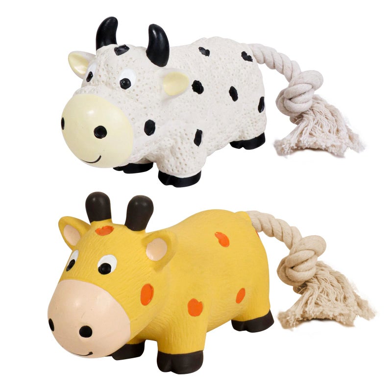 SCHITEC Squeaky Rope Dog Toys Latex Rubber Squeak Animal Tug of War Toy 2 Pack Interactive Play Puppy Chew Toy for Small Medium Dogs - Image 2