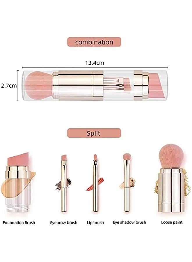 BWSJ 5 Makeup Brush Set in Elegant Rose Gold Includes Brushes for Face Eyeshadow Li Foundation and Powder Features Soft Synthetic Bristles  and TravelFriendly Perfect for OntheGo or Home Use - Image 4
