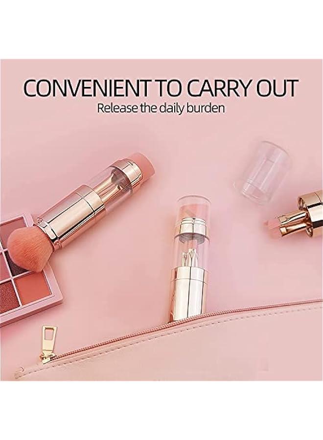 BWSJ 5 Makeup Brush Set in Elegant Rose Gold Includes Brushes for Face Eyeshadow Li Foundation and Powder Features Soft Synthetic Bristles  and TravelFriendly Perfect for OntheGo or Home Use - Image 5
