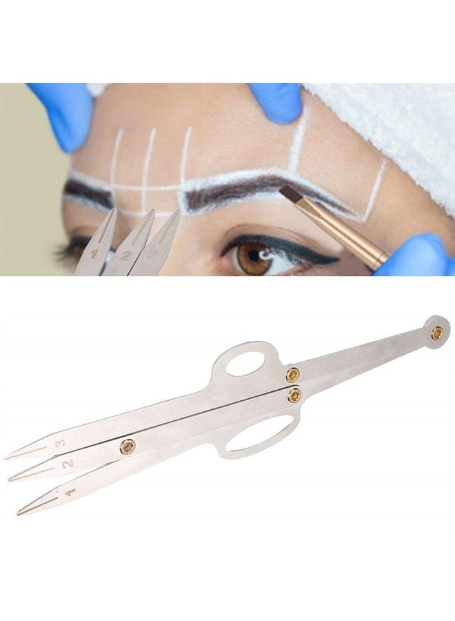 ZJchao Eyebrow Stencil Ruler, Eyebrow Stencil Positioning DIY Ruler Calipers Microblading Supplies Shaper Ruler Permanent Makeup Gold Ratio Eyebrow Measure Stainless Steel Eyebrow Measuring Tool (silver) - Image 1