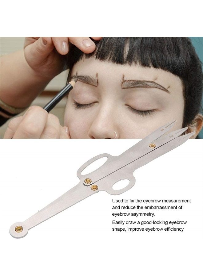 ZJchao Eyebrow Stencil Ruler, Eyebrow Stencil Positioning DIY Ruler Calipers Microblading Supplies Shaper Ruler Permanent Makeup Gold Ratio Eyebrow Measure Stainless Steel Eyebrow Measuring Tool (silver) - Image 2